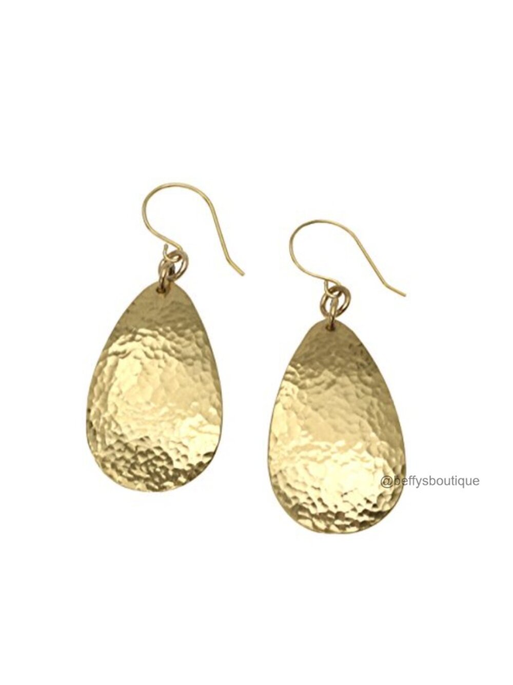 Hammered Tear Drop Brass Dangle Earrings French Wire Handmade Jewelry